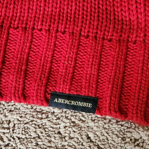 Vintage Abercrombie & Fitch Red Lambs Wool Sweater Y2K Winter Ski Fair Isle XL - Picture 4 of 6